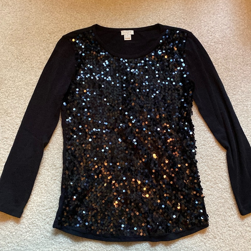 Like new! jcrew black sequin long sleeve shirt